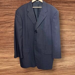 Pal Zileri Men’s Made in Italy Navy Blue Pinstripe Wool Sport Coat Blazer ~ 48L